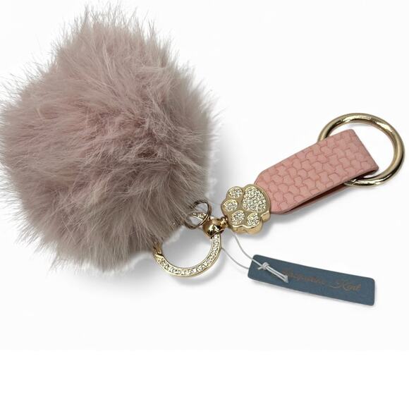 NWT Jacqueline Kent Faux Fur Fantasy Pendant Keychain Dogs Paw Print Rhinestone - Picture 3 of 5